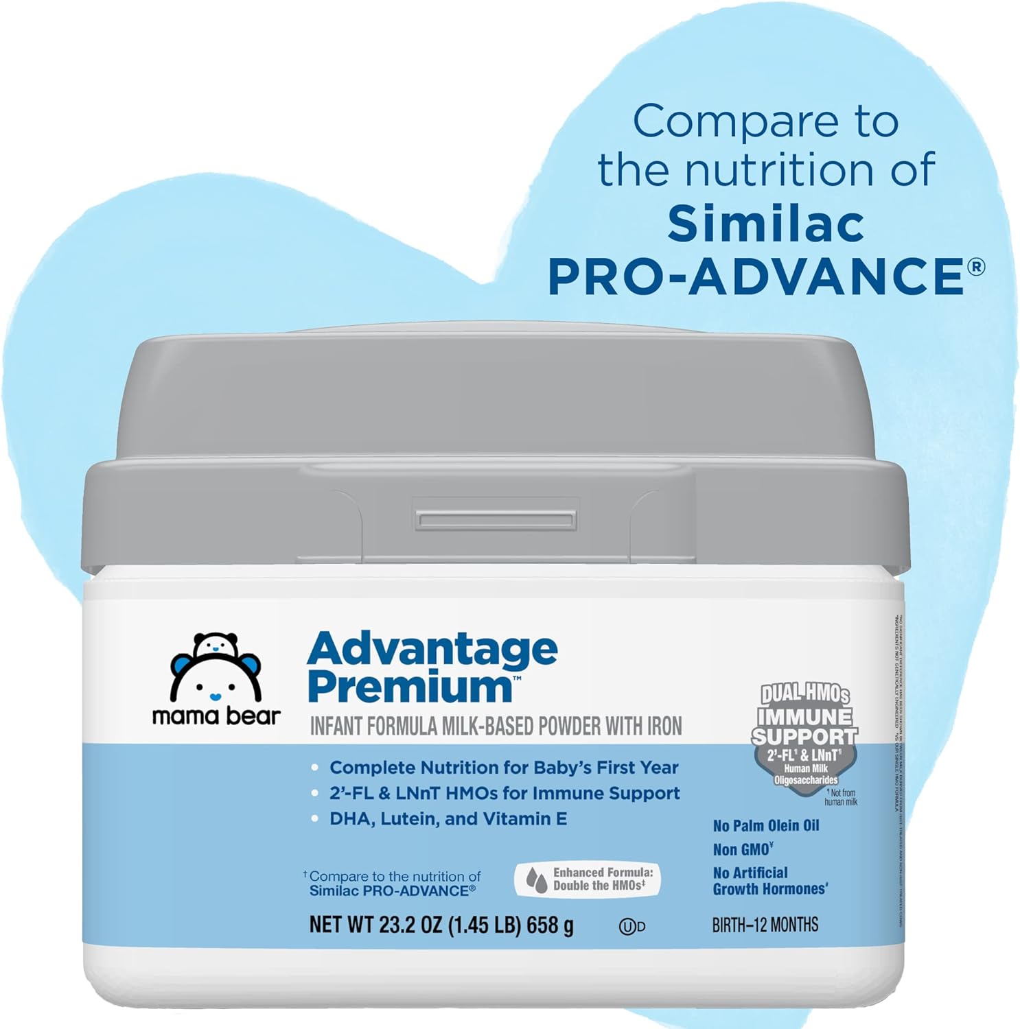 Brand - Mama Bear Advantage Baby Formula Powder with Iron, 2'-FL HMO for Immune Support, Infant Formula, 23.2 Ounce - Image 2